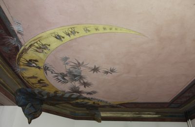 Historic Villa for sale Faido, Ticino, affresco sala da pranzo restaurato
